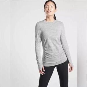 Athleta Foresthill Ascent Seamless Grey Heather Wool Top Womens Small